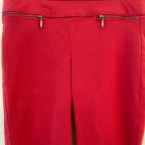 Candies Audrey Pull on Banded Red Pants with Zippers Size XS